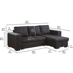 Reversible Sectional Bed with Storage Black