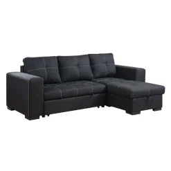 Reversible Sectional Bed with Storage Black