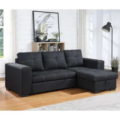 Reversible Sectional Bed with Storage Black