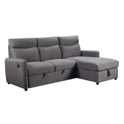 Reversible Sectional Bed with USB Ports Grey Sale