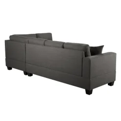 Reversible Sectional with a Drop-Down Backrest and Cup Holders Gris New