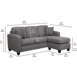 Sofa By Fancy Reversible Sectional with Chaise - Charcoal grey Outlet