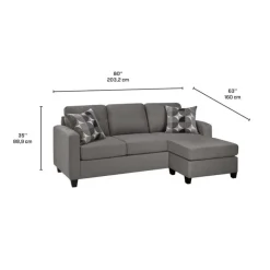 Sofa By Fancy Reversible Sleeper Sofa with Chaise - Charcoal Grey Clearance