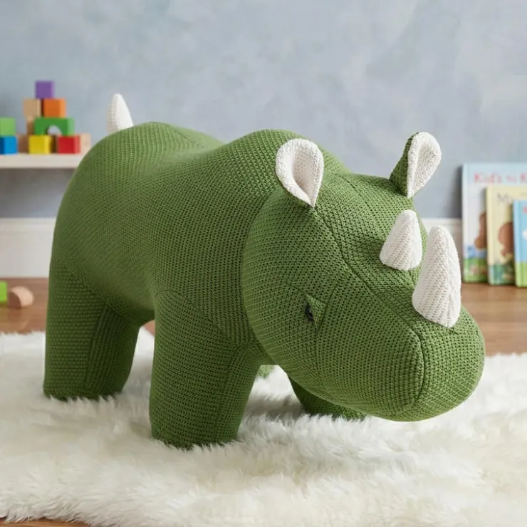 Rhinoceros-Shaped Kids Pouf – 35" x 11.8" x 17.3" Green Online