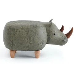 Rhinoceros-Shaped Kids Pouf – 28" x 14.6" x 14.6" Grey Clearance