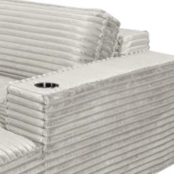 Rolled & Compressed Left Sectional in Corduroy Velvet 3 pcs - Beige