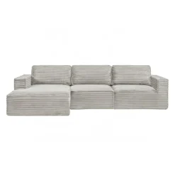 Rolled & Compressed Left Sectional in Corduroy Velvet 3 pcs - Beige