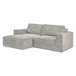 Rolled & Compressed Left Sectional in Corduroy Velvet 2 pcs - Beige Hot