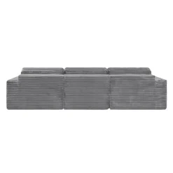 Rolled & Compressed Left Sectional in Corduroy Velvet 3 pcs - Grey Best