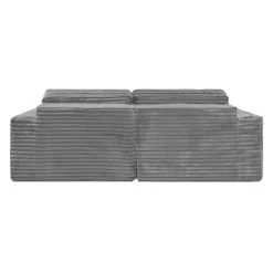 Rolled & Compressed Loveseat in Corduroy Velvet - Grey Clearance