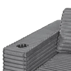 Rolled & Compressed Loveseat in Corduroy Velvet - Grey Clearance