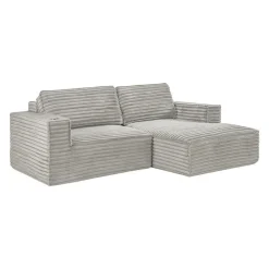 Rolled & Compressed Right Sectional in Corduroy Velvet 2 pcs - Beige Hot