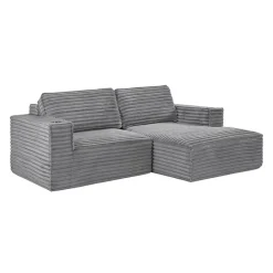 Rolled & Compressed Right Sectional in Corduroy Velvet 2 pcs - Grey Online