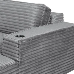 Rolled & Compressed Right Sectional in Corduroy Velvet 2 pcs - Grey Online