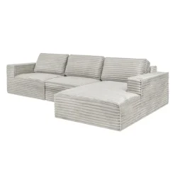 Rolled & Compressed Right Sectional in Corduroy Velvet 3 pcs - Beige Online