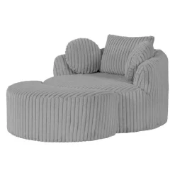 Rolled & Compressed Sealy Corduroy Armchair-in-a-Box with an Ottoman - Grey Outlet