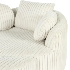 Rolled & Compressed Sealy Corduroy Armchair-in-a-Box with an Ottoman - Cream Beige Discount