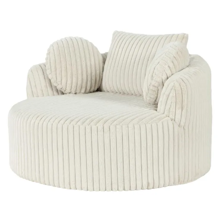 Rolled & Compressed Sealy Corduroy Armchair-in-a-Box with an Ottoman - Cream Beige Discount