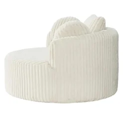 Rolled & Compressed Sealy Corduroy Armchair-in-a-Box with an Ottoman - Cream Beige Discount