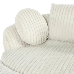 Rolled & Compressed Sealy Corduroy Armchair-in-a-Box with an Ottoman - Cream Beige Discount