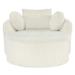 Rolled & Compressed Sealy Corduroy Armchair-in-a-Box with an Ottoman - Cream Beige Discount