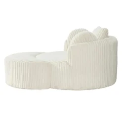 Rolled & Compressed Sealy Corduroy Armchair-in-a-Box with an Ottoman - Cream Beige Discount