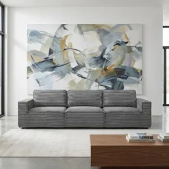 Rolled & Compressed Sofa in Corduroy Velvet - Grey Hot