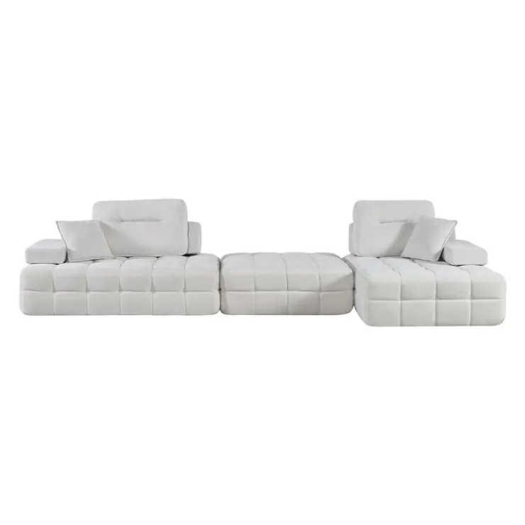 Rolled and Compressed Sectional-in-a-Box with Matching Ottoman Beige Clearance