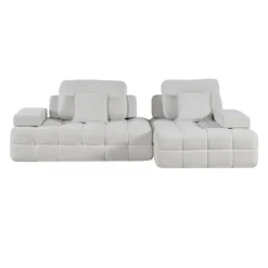 Rolled and Compressed Sectional-in-a-Box with Right-Facing Chaise Beige Hot