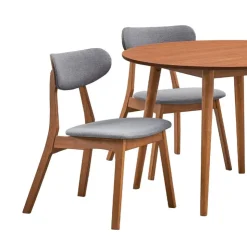 Round Dining Table with 2 Chairs - Grey Brown/Grey Clearance