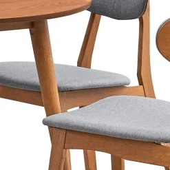 Round Dining Table with 2 Chairs - Grey Brown/Grey Clearance