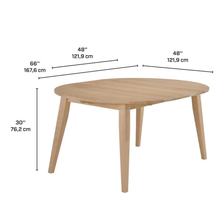 Arboit Poitras Round Extendable Solid Wood Dining Table 48" to 66" - Greige