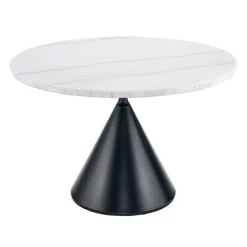 Round Marble Dining Table - 48" marble, black base Outlet