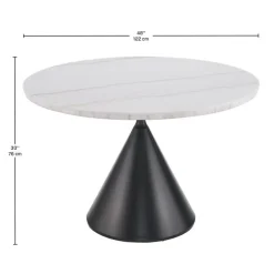 Round Marble Dining Table - 48" marble, black base Outlet