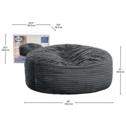 Sealy Corduroy Velvet Bean Bag - Grey Charcoal Outlet