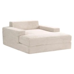Sealy Corduroy Velvet Chaise - Cream Beige Best