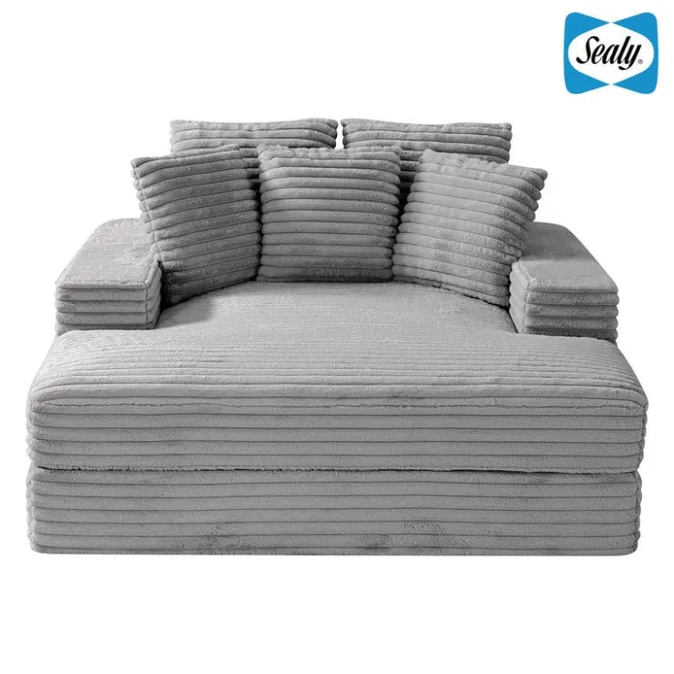 Sealy Corduroy Velvet Chaise - Grey Online