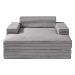 Sealy Corduroy Velvet Chaise - Grey Online