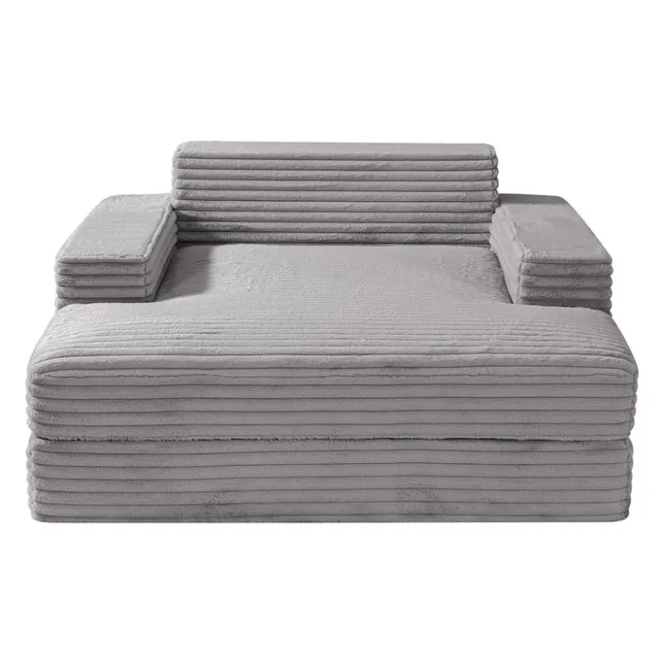 Sealy Corduroy Velvet Chaise - Grey Online