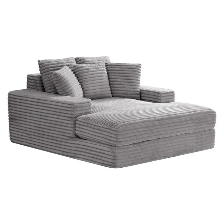 Sealy Corduroy Velvet Chaise - Grey Online