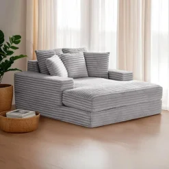 Sealy Corduroy Velvet Chaise - Grey Online