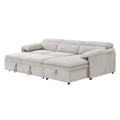 Sectional Bed and a Right-Side Chaise with Storage - Beige Clearance