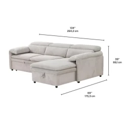 Sectional Bed and a Right-Side Chaise with Storage - Beige Clearance