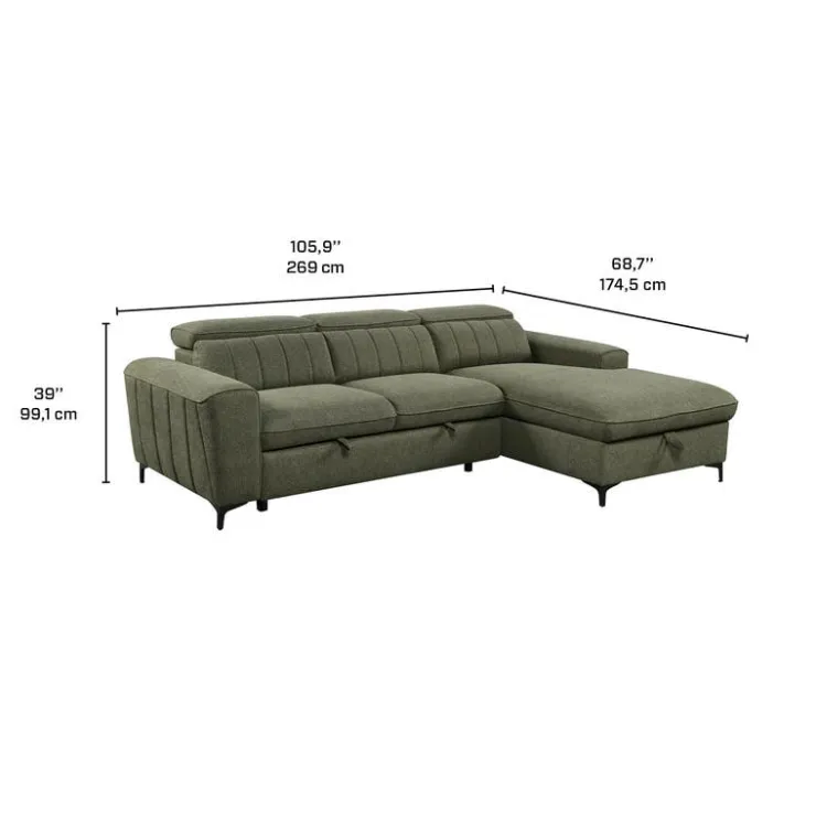 Sectional Bed with Chaise and Storage Green Sale