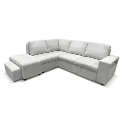 Sectional Bed with Left-Facing Chaise, Storage Compartments and an Extendable Ottoman Ivory Sale