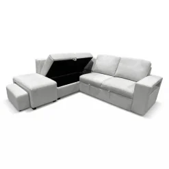 Sectional Bed with Left-Facing Chaise, Storage Compartments and an Extendable Ottoman Ivory Sale