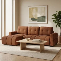 Sectional Bed with Left-Facing Chaise and Storage - Terracotta Rust Hot