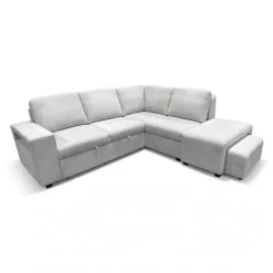 Sectional Bed with Right-Facing Chaise, Storage Compartments and an Extendable Ottoman Ivory Hot