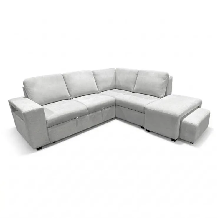 Sectional Bed with Right-Facing Chaise, Storage Compartments and an Extendable Ottoman Ivory Hot