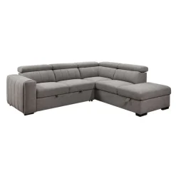 Sectional Bed with Right-Side Chaise, Adjustable Headrests, and Storage Grey Sale